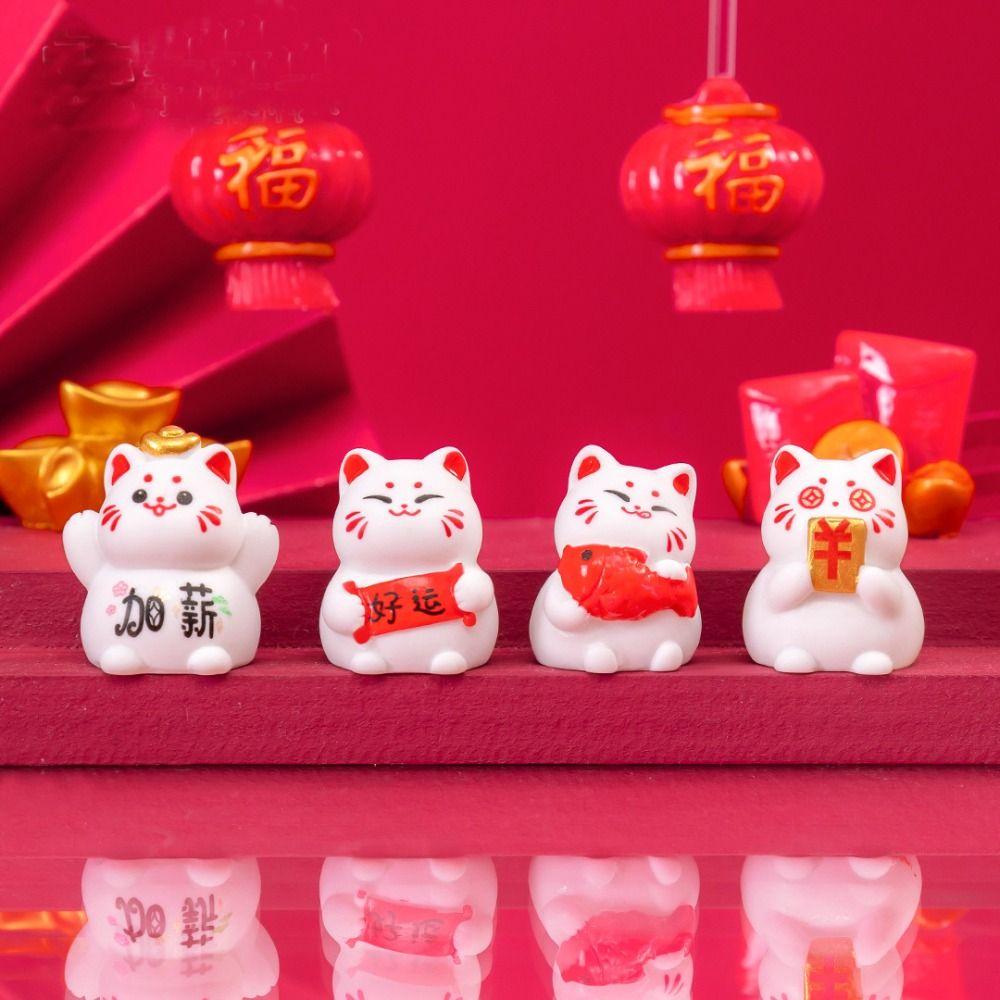 Современная статуэтка кошки удачи, симпатичные фигурки кошек удачи, украшения для автомобилей кошек, микропейзаж