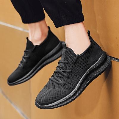 Новые сетчатые кроссовки с плетением Flyknit мужские весенне-осенние легкие повседневные туфли на мягкой подошве студенческие дышащие беговые кроссовки