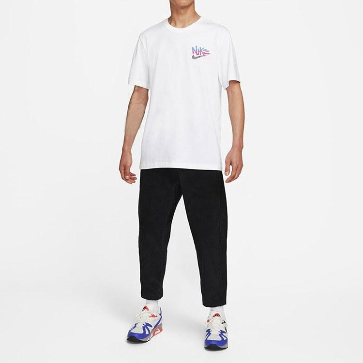 Nike Sportswear Back Logo Alphabet Abstract Pattern Round Neck Short Sleeve White Men's DQ1408-100
