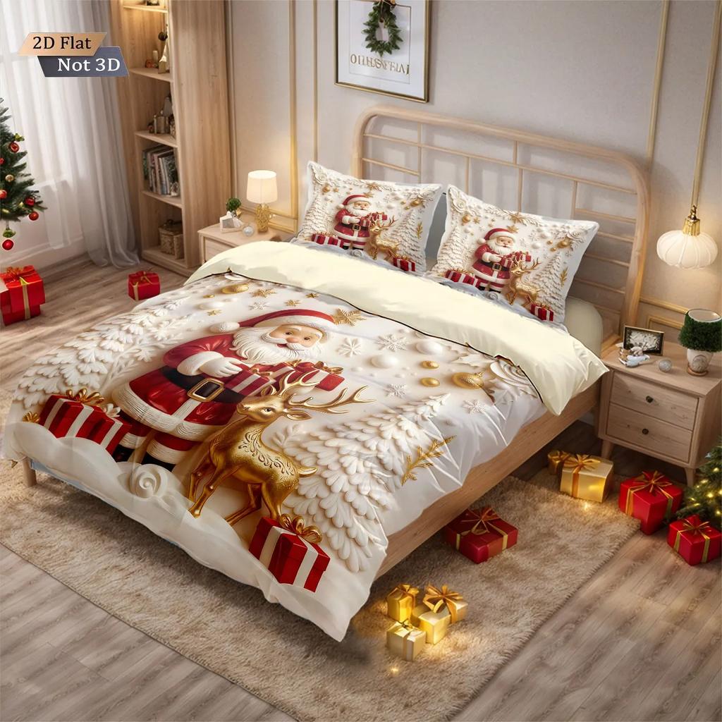 3Pcs Merry Christmas Snowman Bedding Set 3D Printed Coreless Multi Size Bedroom Home Decoration Machine Washable New  Gift