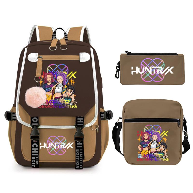Animation Cartoon Peripheral Printing Trend Lightweight Shoulder Backpack, Primary And Secondary School Student Leisure Schoolbag Three-Piece Set