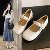 Autumn Mary Jane with Skirt Small Leather Shoes Women's Gentle Evening French Stunning New Low-heeled Single Shoes Women
