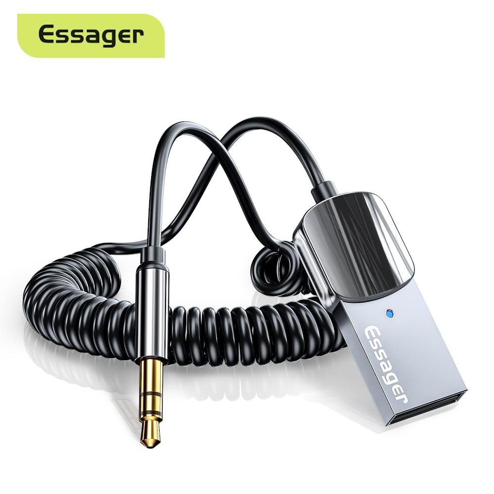 Essager Bluetooth 5,0 Aux адаптер Автомобильный беспроводной приемник USB на разъем 3,5 мм Аудио Музыка Микрофон Громкая связь Автомобильный комплект Динамик-передатчик