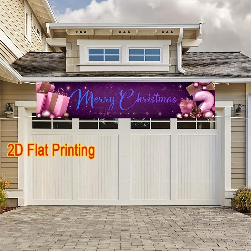 Purple Merry Christmas Christmas Yard Banner, Polyester Outdoor Fence Decor Garden Sign