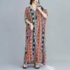 2024 Plus Size Dress Women Summer V-Neck Sundress Bohemian Floral Print Loose Big Oversize Maxi Dress 6008