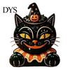 Деревянная фигурка кошки, Винтажная фигурка на Хэллоуин, Деревенская фигурка ведьмы, зомби, совы, лягушки, Маленькое деревянное украшение для стола, Украшение для многоуровневой полки в стиле кантри