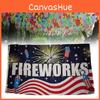 Letter Pattern Fireworks Flag Banner Fade Resistant Outdoor Decoration Gift