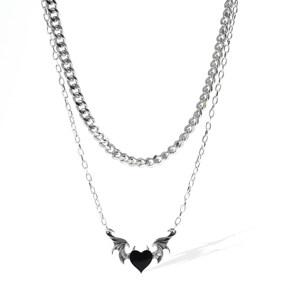 Modern Alloy Heart And Wing Necklace Stylish Versatile Jewelry For Women