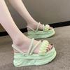 Мода 2025 Новая Изысканная Верхняя Одежда Женские Шлепанцы на Танкетке Летний Сказочный Стиль Толстая Подошва Подошва Губка Бисероплетение Крутые Шлепанцы