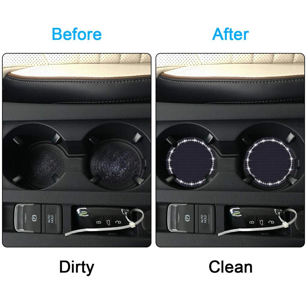 Wisdompro Автомобильный нескользящий подстаканник Блестящий автомобильный держатель для напитков Коврик для чашки Виниловый Противоскользящий Вибростойкий Круглый Диаметр 70 мм 4 шт. Черный