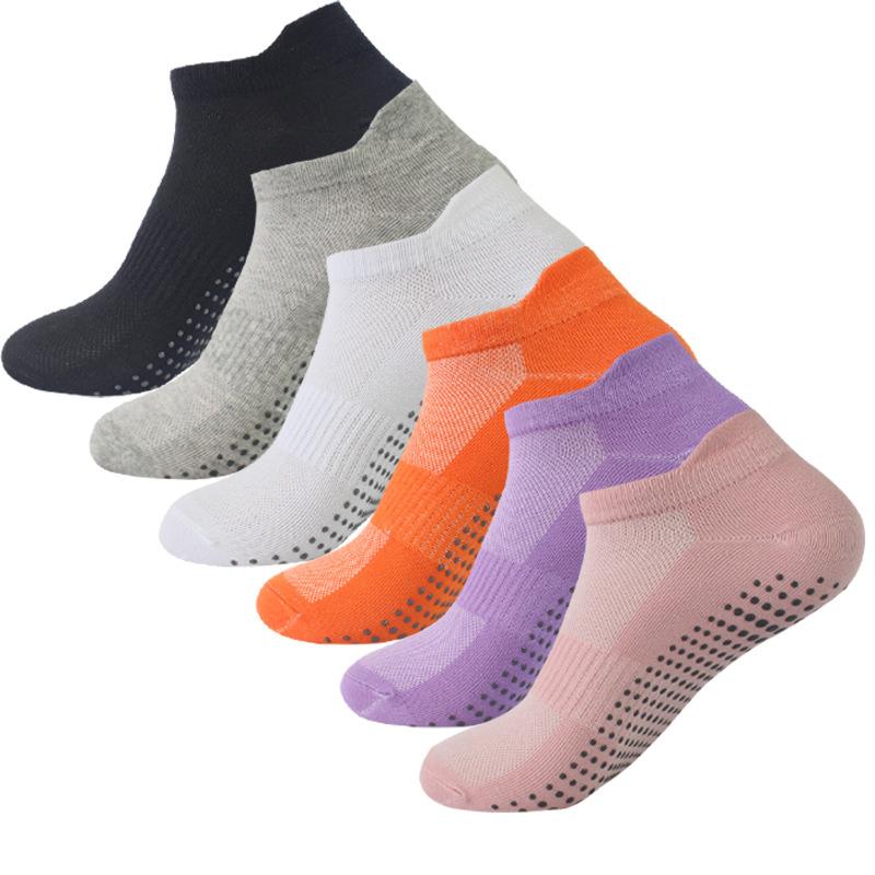 5 Pairs Yoga Socks Women Cotton Solid Color Short Mesh Breathable Professional Non-slip Floor Pilates Dance Sports Gym Socks