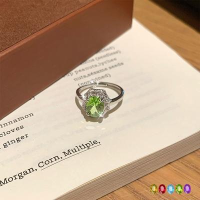Серебряное кольцо S925 с натуральным топазом, регулируемое, нетускнеющее, элегантное хрустальное украшение для женщин