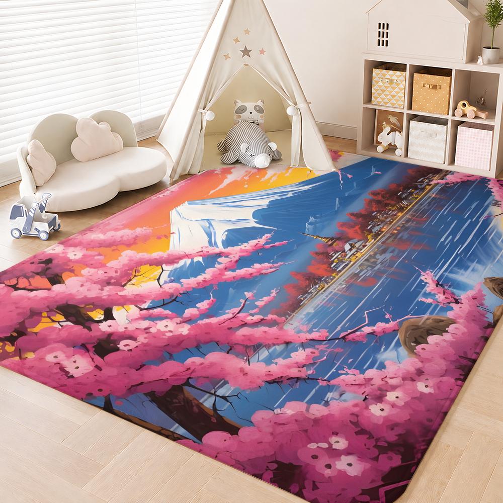 Mount Fuji Floor Mat Floor Mat Soft Flannel Non-Slip Door Rug for Living Room
