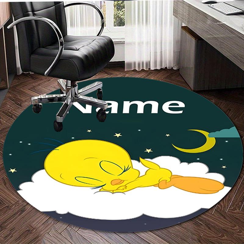 Personalized T-Tweety Round Chair Office Rug - Perfect for Mat, Office Chair & More - Ideal Gift for Birthdays and Holidays
