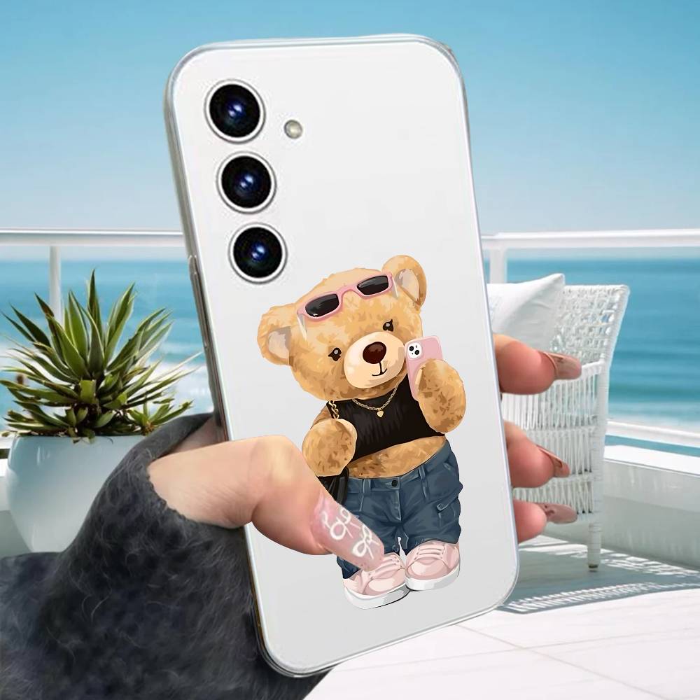 Teddy Bear Phone Case For Samsung Galaxy A52 A12 A51 S21 Edge S22ULTRA S23 S24 S20LITE Plus Ultra Transparent Cover