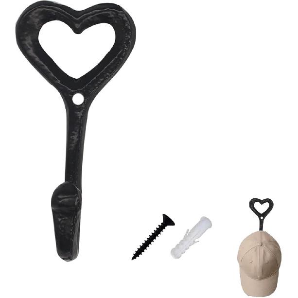Heart Ring Hook Cast Iron Wall Hooks for Kitchen Wedding Towel Hangers Cute Love Decorative Hook for Hanging Apron Bath Hat Cap Scarf Bag Coat Purse