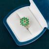 Bella Box Luxury Emerald Two Tone Electroplated Flower Ring Shape Lady Dance Party Rings Statement Jewelry For Women