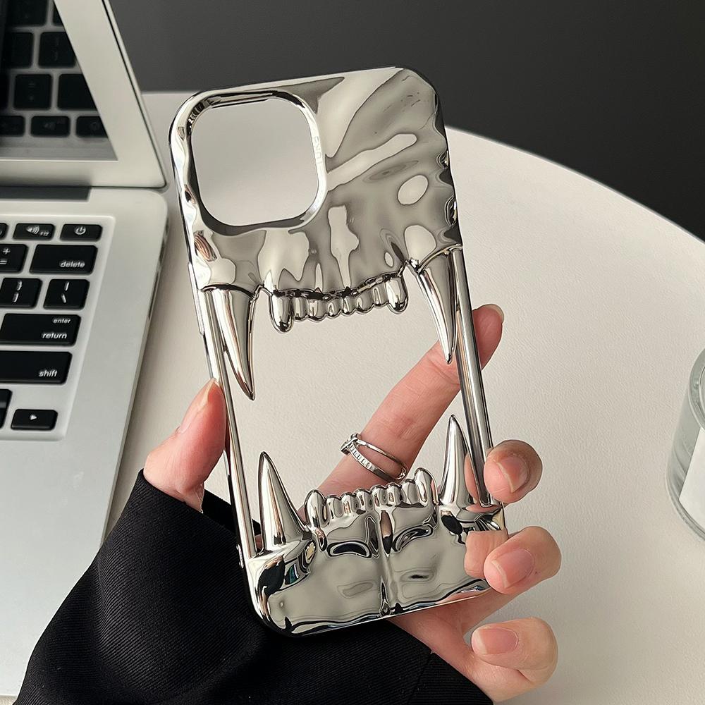 3D Чехол-клык с полыми элементами для рассеивания тепла для iPhone 16 15 14 13 12 11 Pro Max Ударопрочный Гальванизированный Мягкий Чехол
