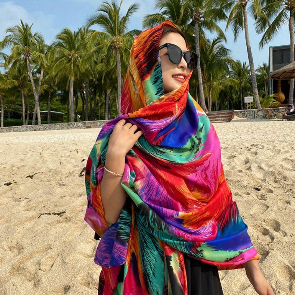 Women'S Color Printed Scarf, Fashionable Soft And Comfortable Daily Wear Shawl, Casual Multi-Functional Women'S Scarf