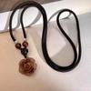 Chain Flower Beads Necklace Ethnic Round Pendant Necklace Trendy Camellia Stacking Necklace  Couple