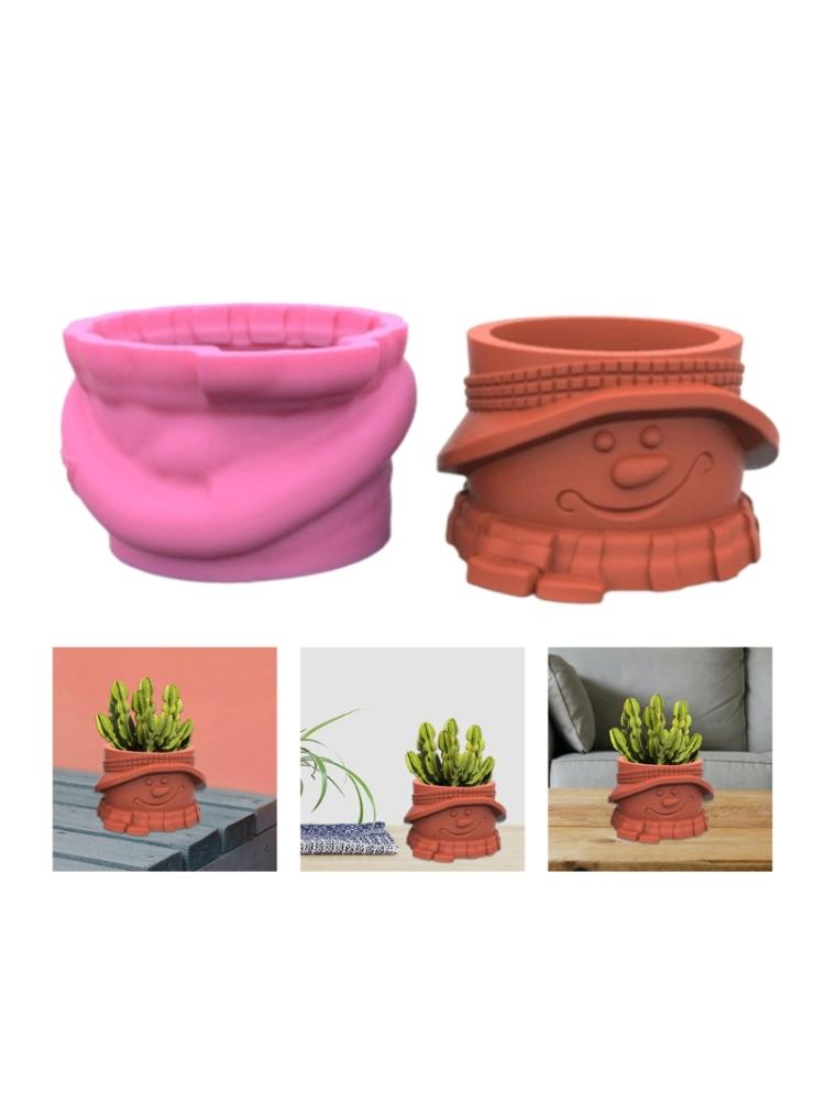 Snowman Doll Pen Holder Silicone Molds Table Ornament Mould Plaster Making Tool Succulent Planter Mold Easy To Clean