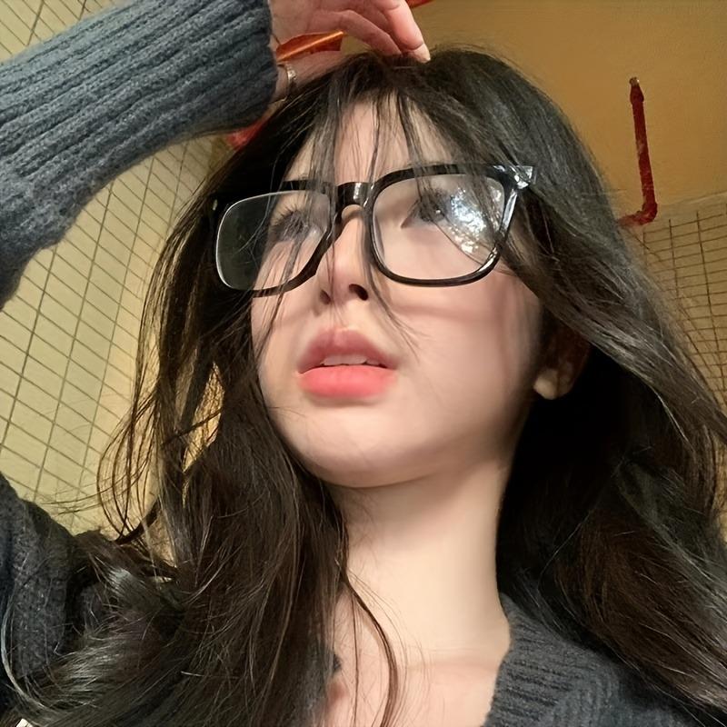 New Retro Frosted Frame Bright Black Frame Slimming Glasses for Women Plain White Flat Mirror