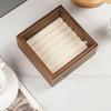 Glass Lid Jewelry Organizer Velvet Interior Ring Display Holder Gift Wood Jewelry Box  Home Use
