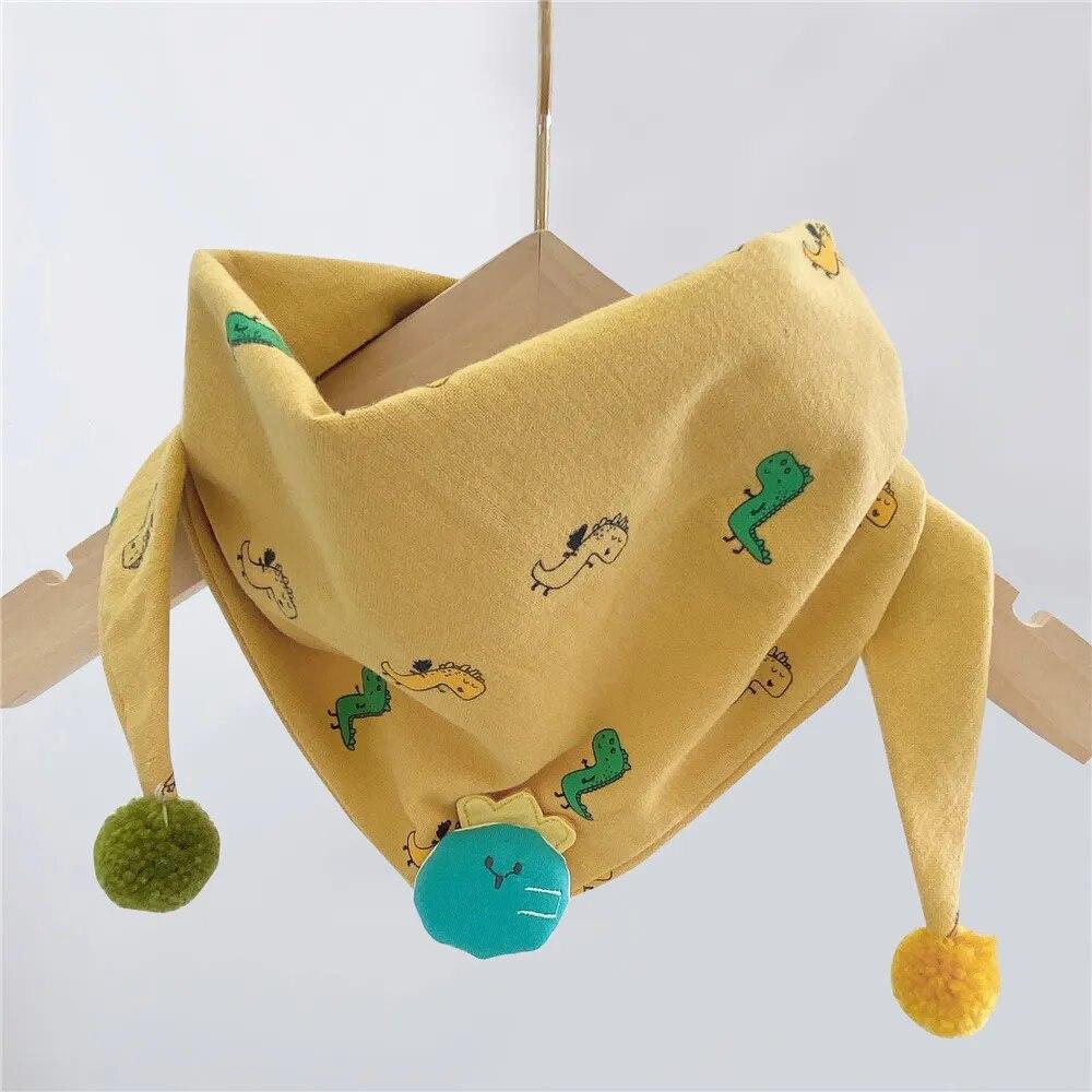 Хлопковый детский треугольный шарф, осенне-зимний теплый ветрозащитный шейный платок, детское полотенце, милый детский шарф с рисунком для мальчиков и девочек