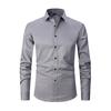 Men Spring Fall Dress Shirt Turn-down Collar Slim Fit Single-breasted Long Sleeves Pure Color Mid Length Young Formal Business Event Office Top