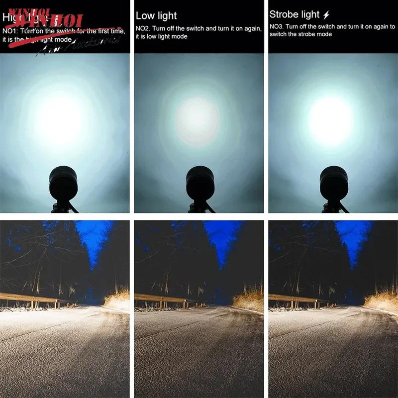 Additional Headlights for Motorcycle Auxiliary Spotlights Universal Moto Driving Fog Lights High Low Flash Beam for ATV Scooter