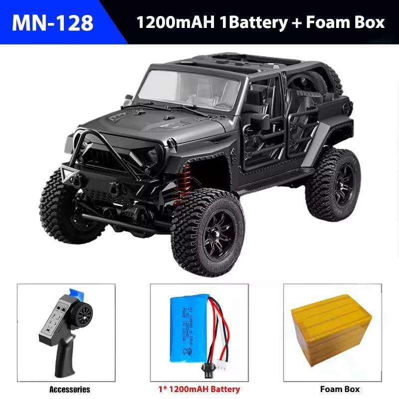 New Tracked 4x4 Car MN128 2.4G Climbing Off-road Vehicle Professional Version with LED Light Full Scale RC Model Remote Control Car Toy Boy Gift