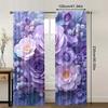 2 шт., Штора Большая Фиолетовая Цветочная Блэкаут Полиэстер Праздничный Декор Стены Использовать для Праздничных Вечеринок
