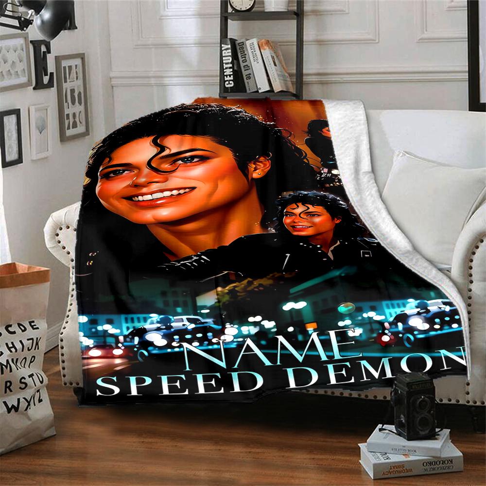Custom Name Michael Jackson Theme Printed Blanket - Perfect for Couch, Bed, Travel & Outdoor Use | Machine Washable, Cozy & Durable.