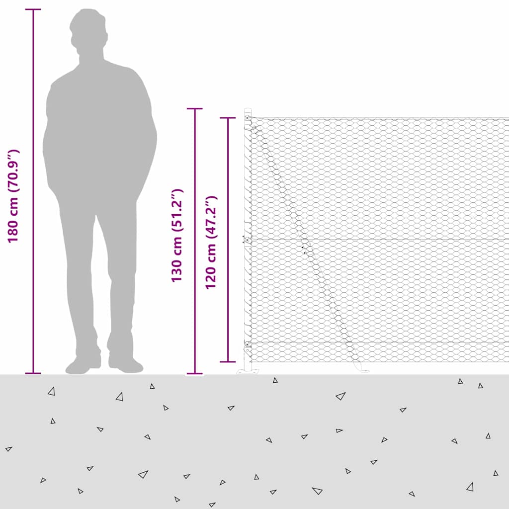 Welded Wire Fence with Concrete Foundation 10 x 1.2 m (W x H)