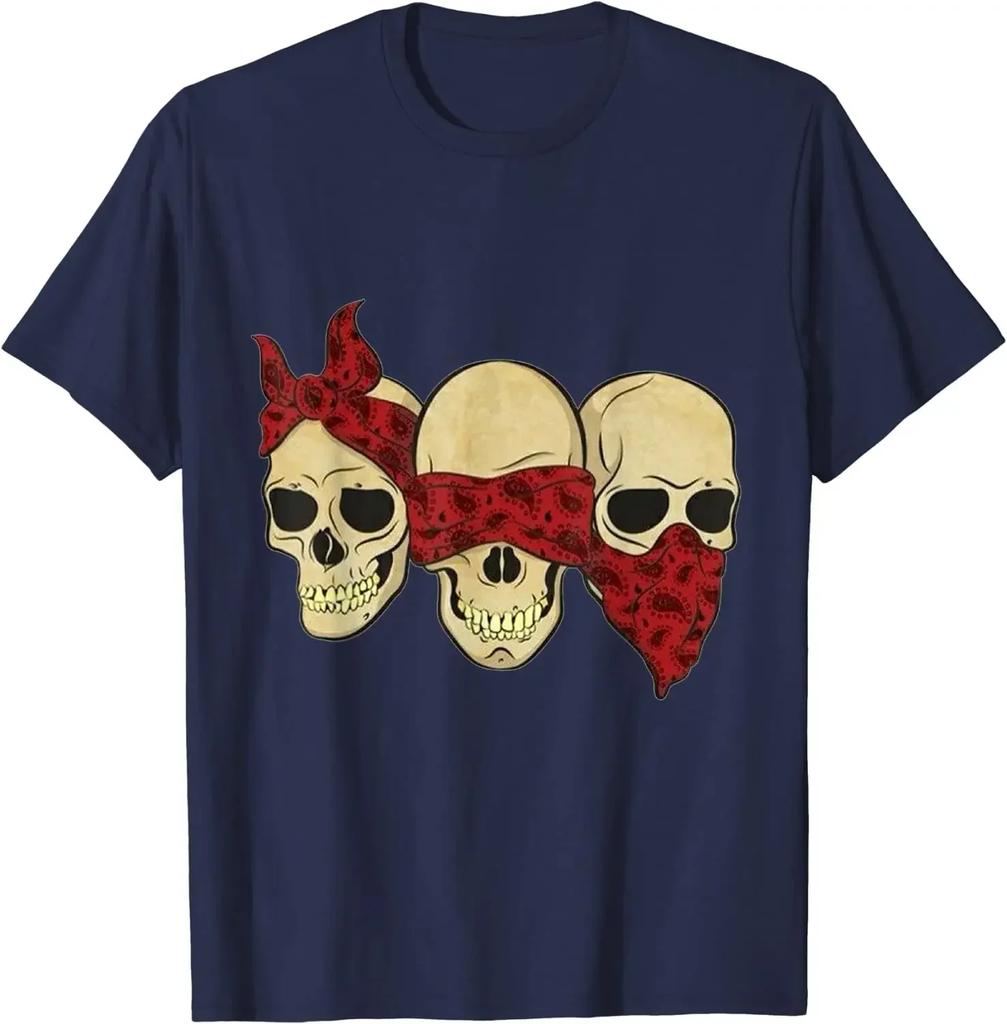 Футболка Gothic Hear See Speak No Evil Skull Heads Мужская одежда Графические футболки Футболки больших размеров Футболки из хлопка