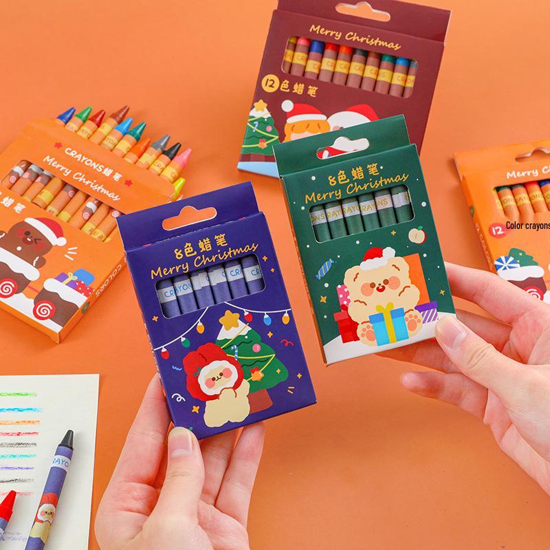Детский рождественский набор для творчества: 8-цветные восковые мелки и 12-цветная масляная пастель для граффити