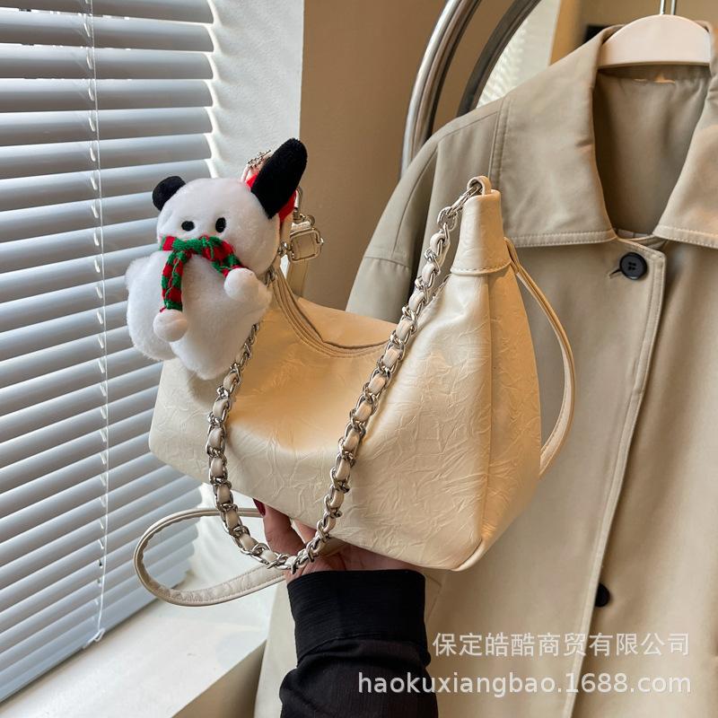 Сумка Женская 2025 Новая Модная Модная Сумка-Тоут для Поездок Универсальная Повседневная Большая Вместимость Подмышечная Сумка Сумка-Кроссбоди на Цепочке