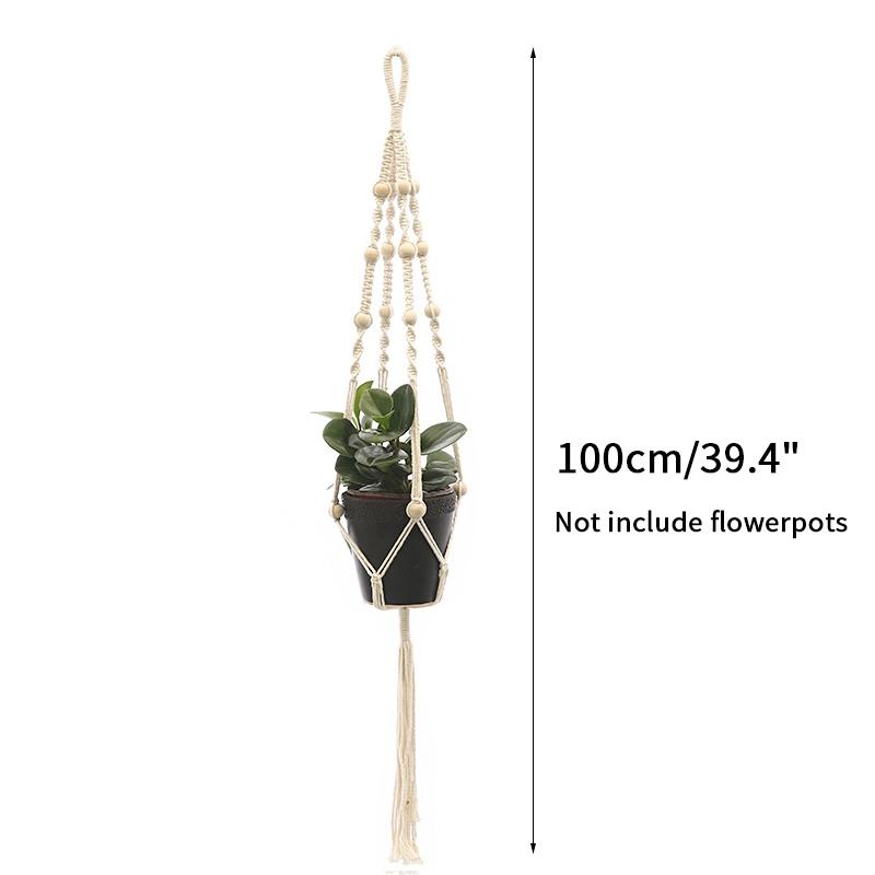 Macrame Hanging Baskets Woven Cotton Handmade Flower Basket Wall Plant Hanger Pot Indoor Bonsai Balcony Knotted Lifting Rope