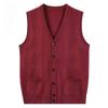 Men's Woolen Knitted Cardigan Sweater Vest Spring and Autumn Outer Wear Vest Dad Sleeveless Waistcoat