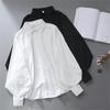 Oq Ayollar Ko'ylaklari Fonus Yengli Keng Qaytma Yoqali Oddiy Bir Rangli Bluzkalar Dizayni Shikk Koreyscha Stil Moda OL Bluzka Top