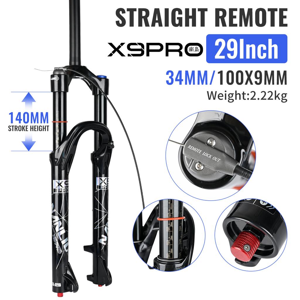 Nanlio X9 PRO 34 мм Воздушная амортизационная вилка для MTB 26 27.5 29 дюймов Ход 140 мм 160 мм Демпфирование отскока с металлическими втулками Горный велосипед
