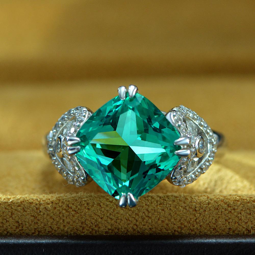 Gica Gema 100% стерлингового серебра 925 пробы, 10*10 мм, квадратный зеленый драгоценный камень, романтические кольца для женщин, ювелирные изделия, подарок для свадебной вечеринки