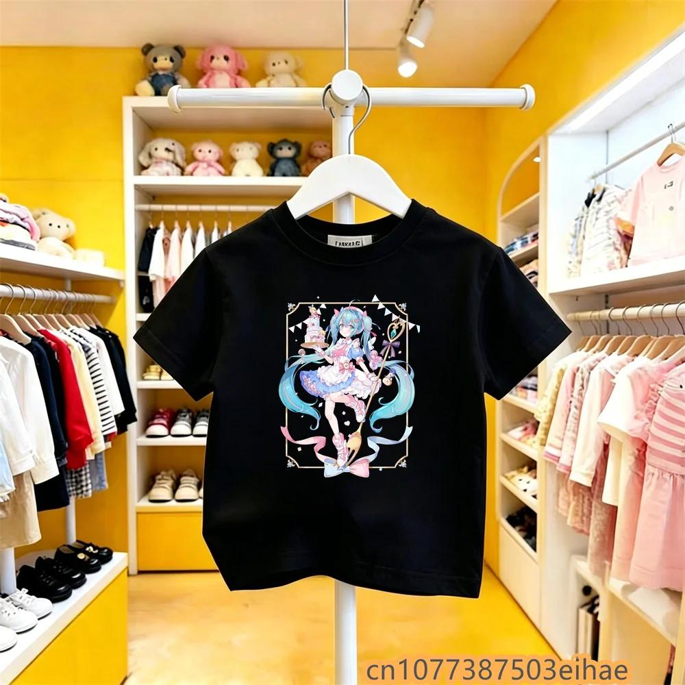Hatsune Miku Cobranded Solid Base Pure Cotton Short Sleeve Vivid Anime Printed Casual Unisex New Arrival Summer Clothing