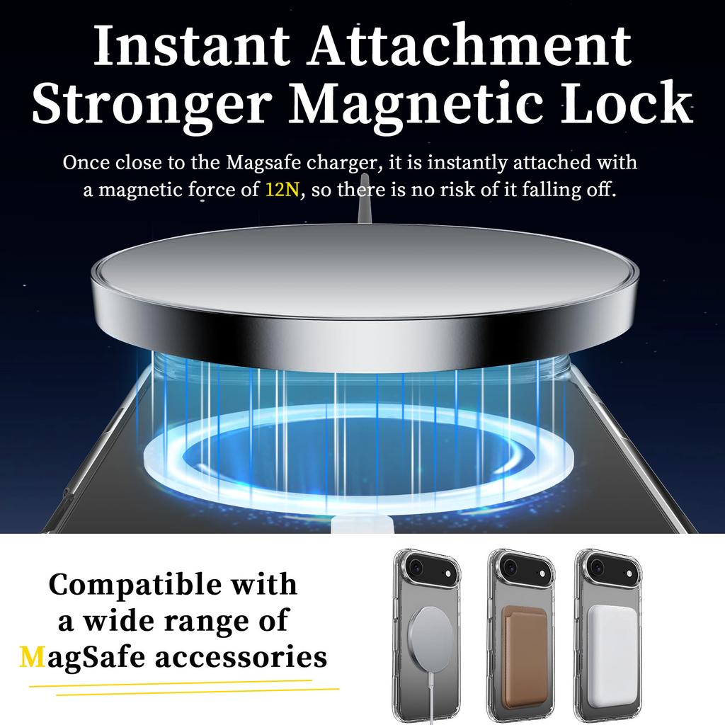 Для iPhone Air Чехол Совместим с MagSafe PC+TPU Прозрачный Чехол для Телефона с Защитным Стеклом