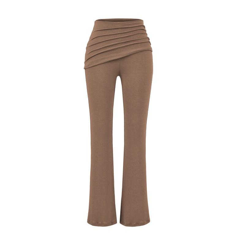 Pure Desire Style Sexy Slim Fit 2-Piece Set Long Sleeve T-Shirt Flare Pants / Midi Skirt Women