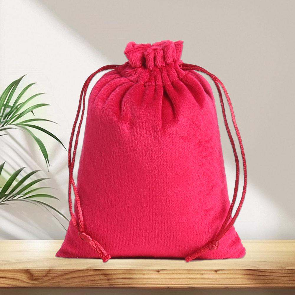 Custom Black Velvet Jewelry Storage Flannel Drawstring Bag