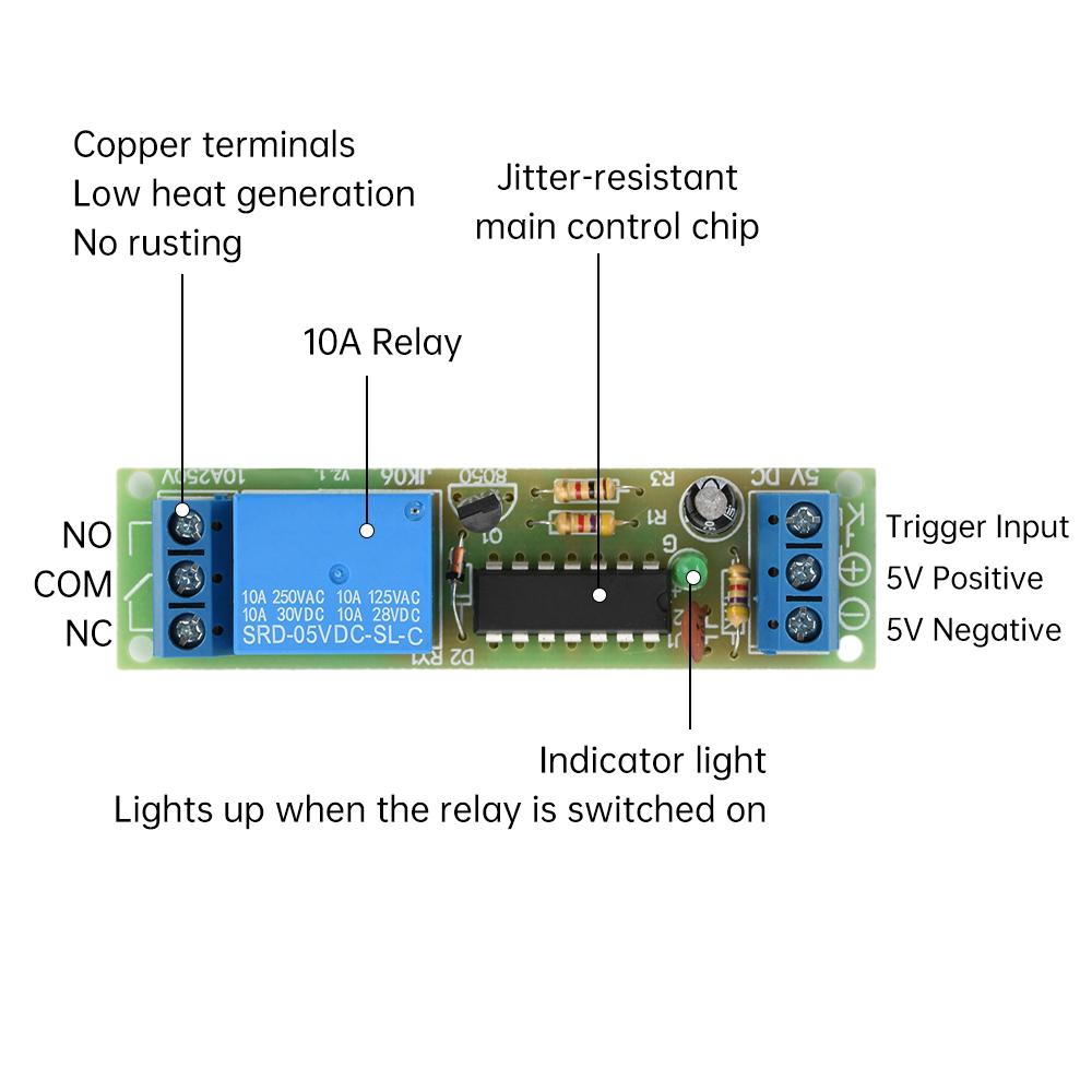Bistable 10A Relay Module DC 5V Single Button Relay Module Start-Stop Self locking Switch Board Power Supply Relays 5
