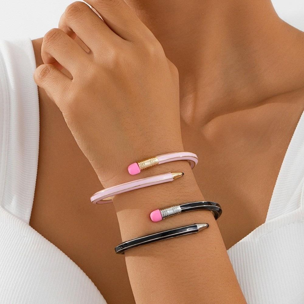 Unique Cross Enamel Bracelet Shiny Glitter Fashion Cuff Bracelet Stylish Pencil Bangle  Party