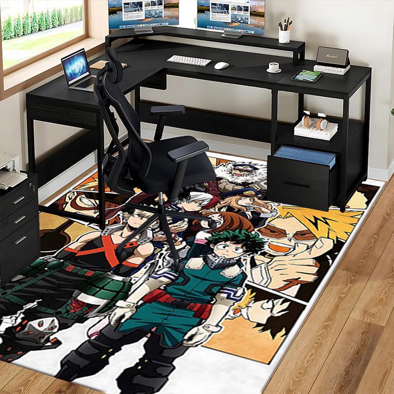 1pc My Hero Academia Anime Characters Office Chair Mat - Anti-Slip Carpet for Desk, Decorative Floor Covering Suitable for Home or Workplace, Perfect