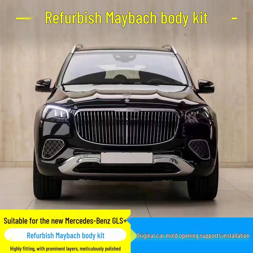 Compatible Mercedes-Benz GLS Maybach Body Kit: Grille, Bumpers, Rear Lip, Tailpipes, Fog Light Surrounds.